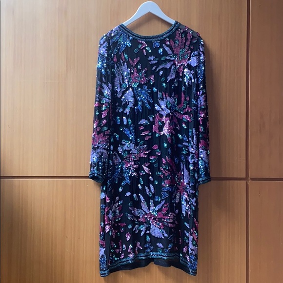 Beaded dress - multicolored beading in black - Picture 1 of 6